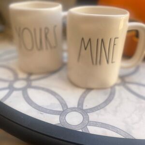 Rae Dunn White 'Yours' and 'Mine' Mug Set
